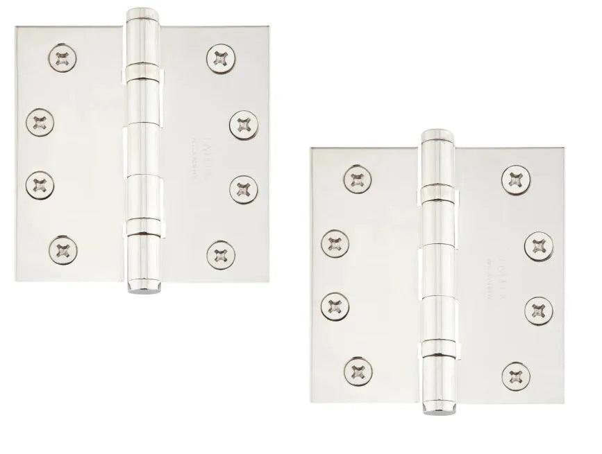 Emtek Heavy Duty Solid Brass Ball Bearing Hinge, 5" x 5" with Square Corners Lifetime Polished Nickel