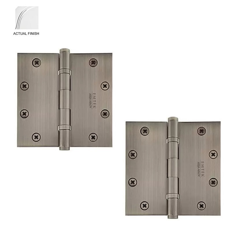 Emtek Heavy Duty Solid Brass Ball Bearing Hinge, 5" x 5" with Square Corners Polished Chrome