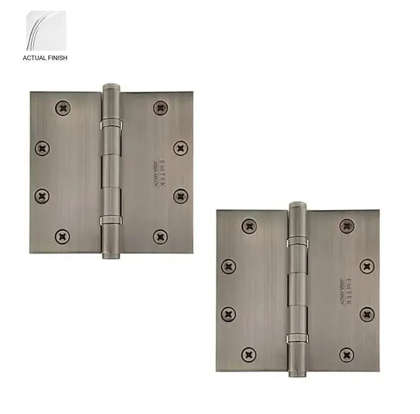 Emtek Heavy Duty Solid Brass Ball Bearing Hinge, 5" x 5" with Square Corners in Polished Chrome finish