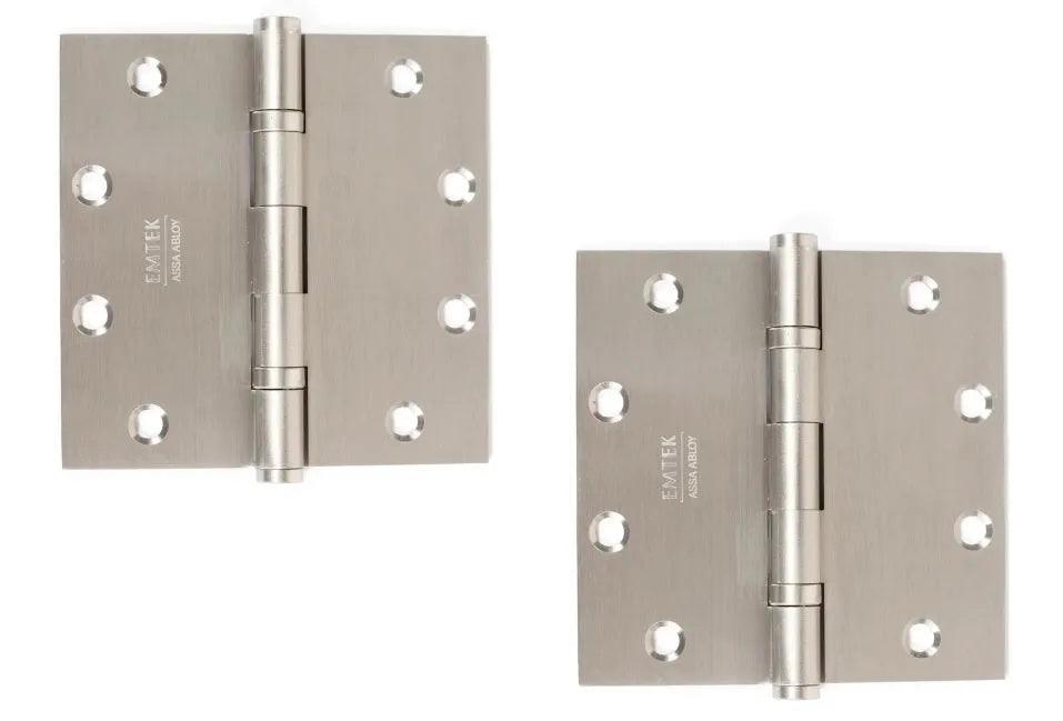 Emtek Heavy Duty Solid Brass Ball Bearing Hinge, 5" x 5" with Square Corners Satin Nickel