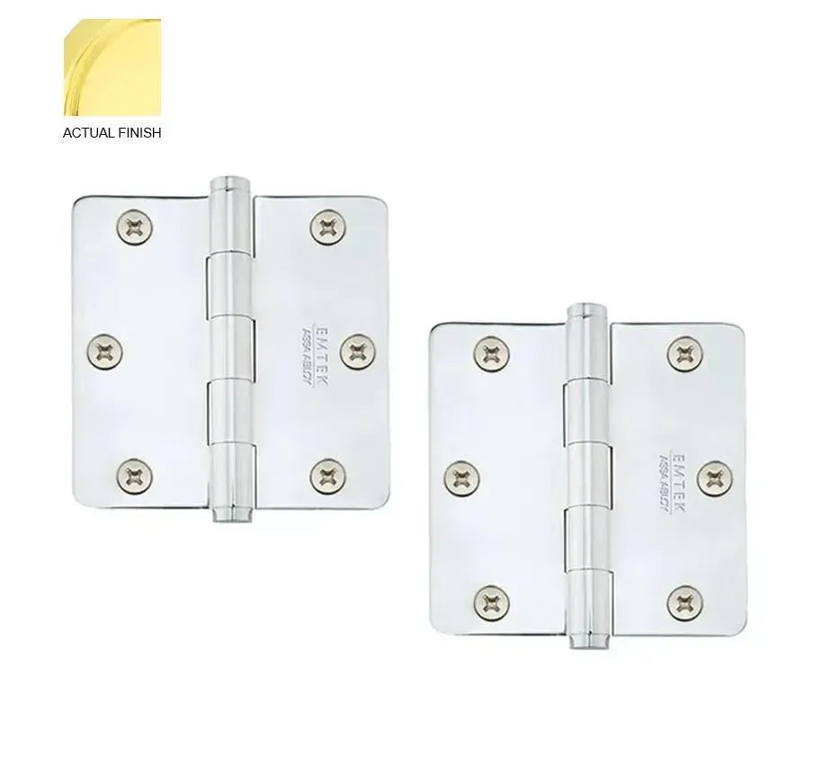 EmtekEmtek Heavy Duty Solid Brass Plain Bearing Hinge, 3.5" x 3.5" with 1/4" Radius Corners in 