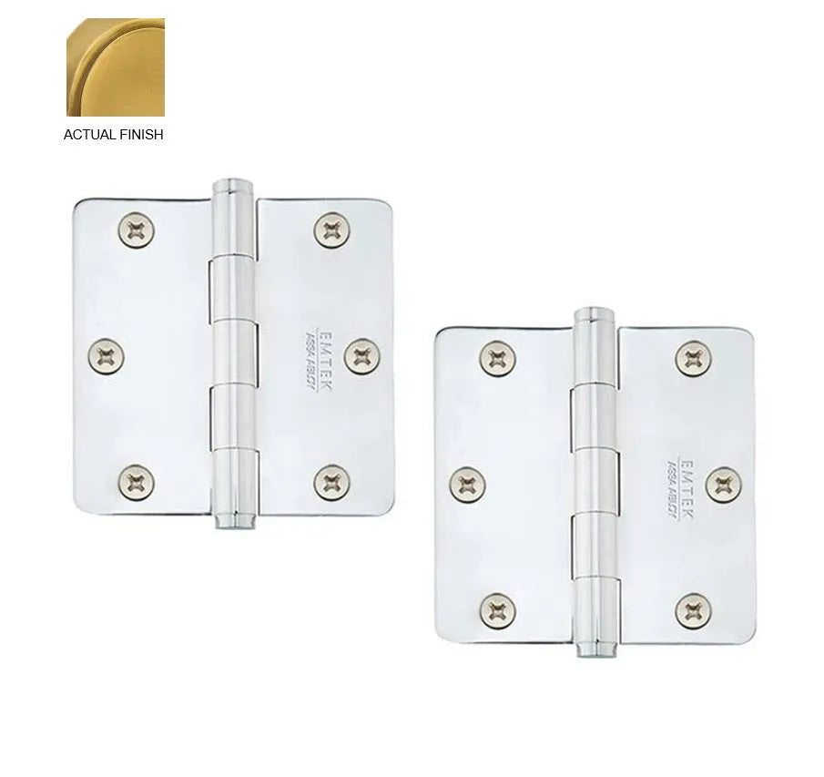Emtek Heavy Duty Solid Brass Plain Bearing Hinge, 3.5" x 3.5" with 1/4" Radius Corners French Antique