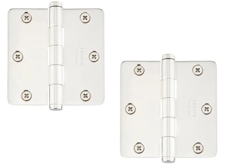 Emtek Heavy Duty Solid Brass Plain Bearing Hinge, 3.5" x 3.5" with 1/4" Radius Corners Polished Chrome