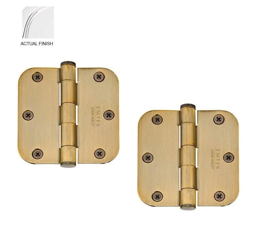 Emtek Heavy Duty Solid Brass Plain Bearing Hinge, 3.5" x 3.5" with 5/8" Radius Corners Polished Chrome