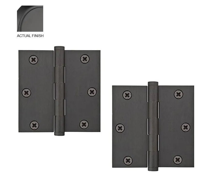 Emtek Heavy Duty Solid Brass Plain Bearing Hinge, 3.5" x 3.5" with Square Corners Flat Black