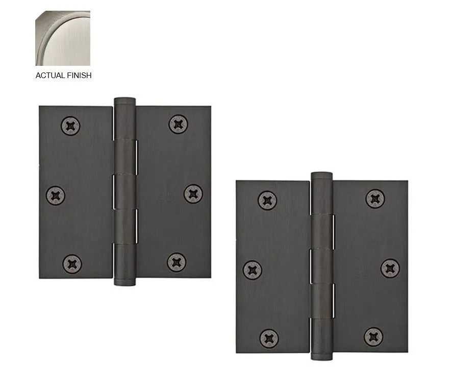 Emtek Heavy Duty Solid Brass Plain Bearing Hinge, 3.5" x 3.5" with Square Corners Pewter