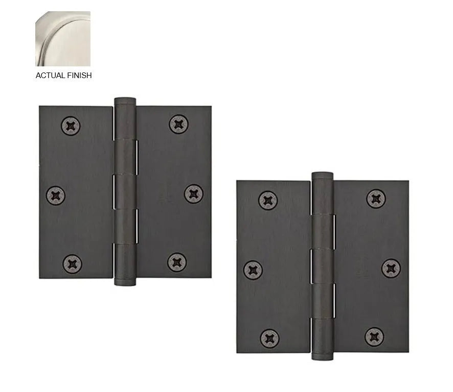 Emtek Heavy Duty Solid Brass Plain Bearing Hinge, 3.5" x 3.5" with Square Corners Satin Nickel