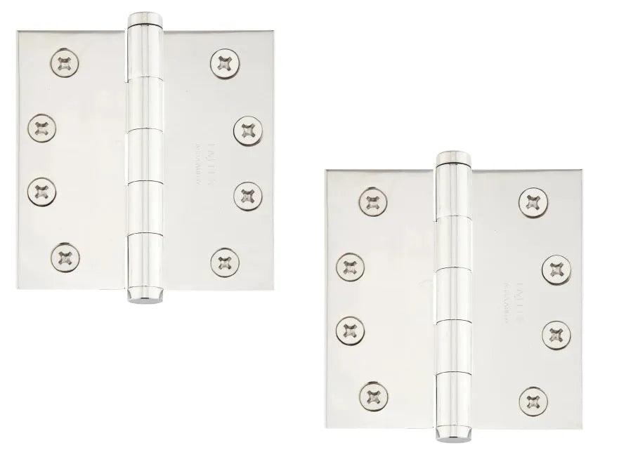 Emtek Heavy Duty Solid Brass Plain Bearing Hinge, 4" x 4" with Square Corners in Polished Chrome finish