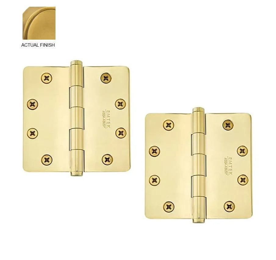 Emtek Heavy Duty Solid Brass Plain Bearing Hinge, 4.5" x 4.5" with 1/4" Radius Corners French Antique