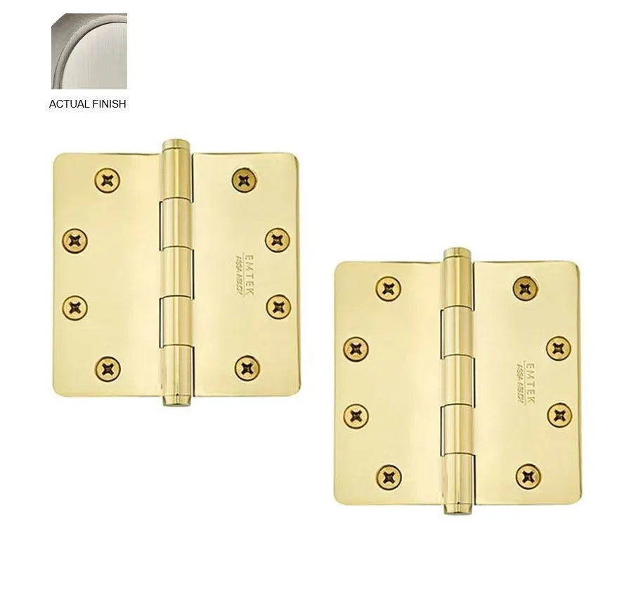 Emtek Heavy Duty Solid Brass Plain Bearing Hinge, 4.5" x 4.5" with 1/4" Radius Corners Pewter