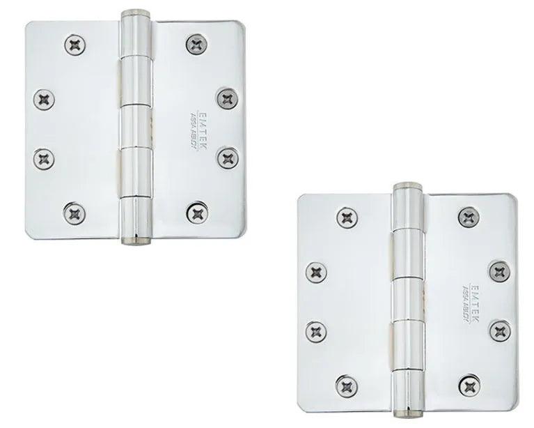 Emtek Heavy Duty Solid Brass Plain Bearing Hinge, 4.5" x 4.5" with 1/4" Radius Corners Polished Chrome