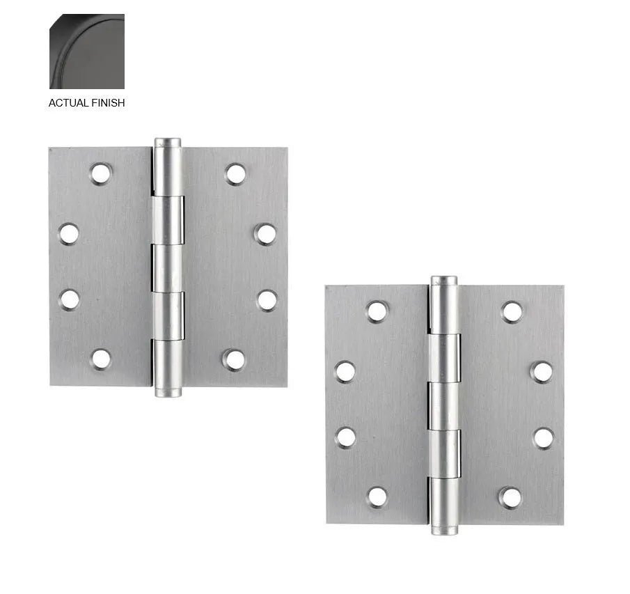Emtek Heavy Duty Solid Brass Plain Bearing Hinge, 4.5" x 4.5" with Square Corners Flat Black