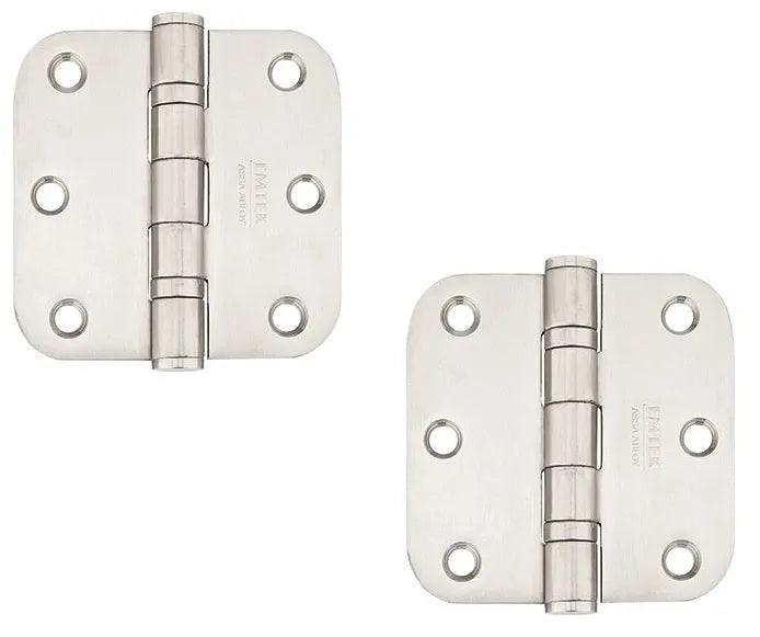 Emtek Heavy Duty Stainless Steel Ball Bearing Hinge, 3.5" x 3.5" with 5/8" Radius Corners Brushed Stainless Steel