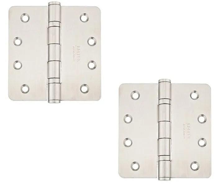 Emtek Heavy Duty Stainless Steel Ball Bearing Hinge, 4" x 4" with 1/4" Radius Corners Brushed Stainless Steel