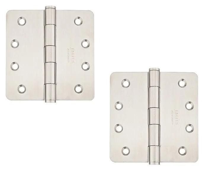 Emtek Heavy Duty Stainless Steel Plain Bearing Hinge, 4" x 4" with 1/4" Radius Corners Brushed Stainless Steel