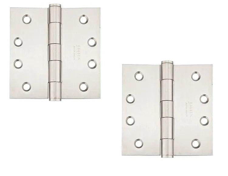 Emtek Heavy Duty Stainless Steel Plain Bearing Hinge, 4" x 4" with Square Corners Brushed Stainless Steel