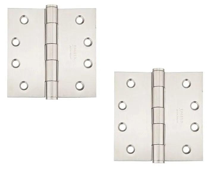 Emtek Heavy Duty Stainless Steel Plain Bearing Hinge, 4.5" x 4.5" with Square Corners Brushed Stainless Steel