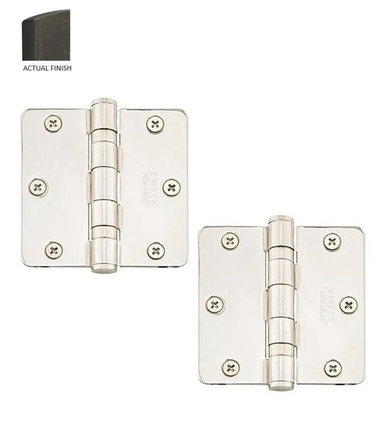 Emtek Heavy Duty Steel Ball Bearing Hinge, 3.5" x 3.5" with 1/4" Radius Corners Medium Bronze Patina