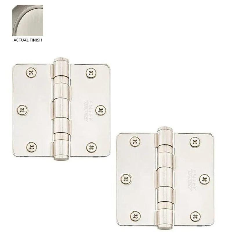 Emtek Heavy Duty Steel Ball Bearing Hinge, 3.5" x 3.5" with 1/4" Radius Corners Pewter