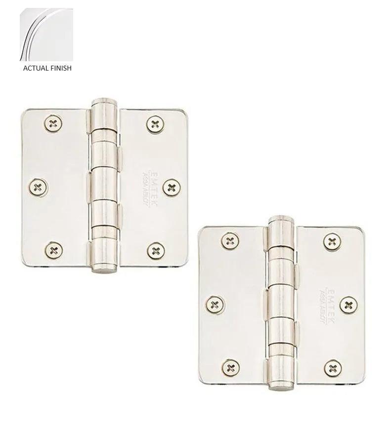 Emtek Heavy Duty Steel Ball Bearing Hinge, 3.5" x 3.5" with 1/4" Radius Corners Polished Chrome