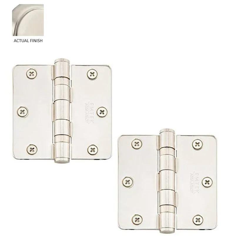 Emtek Heavy Duty Steel Ball Bearing Hinge, 3.5" x 3.5" with 1/4" Radius Corners Satin Nickel