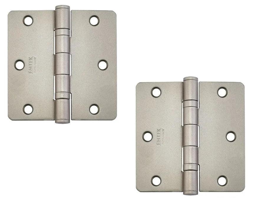 Emtek Heavy Duty Steel Ball Bearing Hinge, 3.5" x 3.5" with 1/4" Radius Corners Tumbled White Bronze