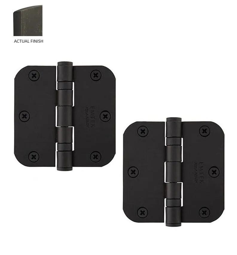 Emtek Heavy Duty Steel Ball Bearing Hinge, 3.5" x 3.5" with 5/8" Radius Corners Medium Bronze Patina