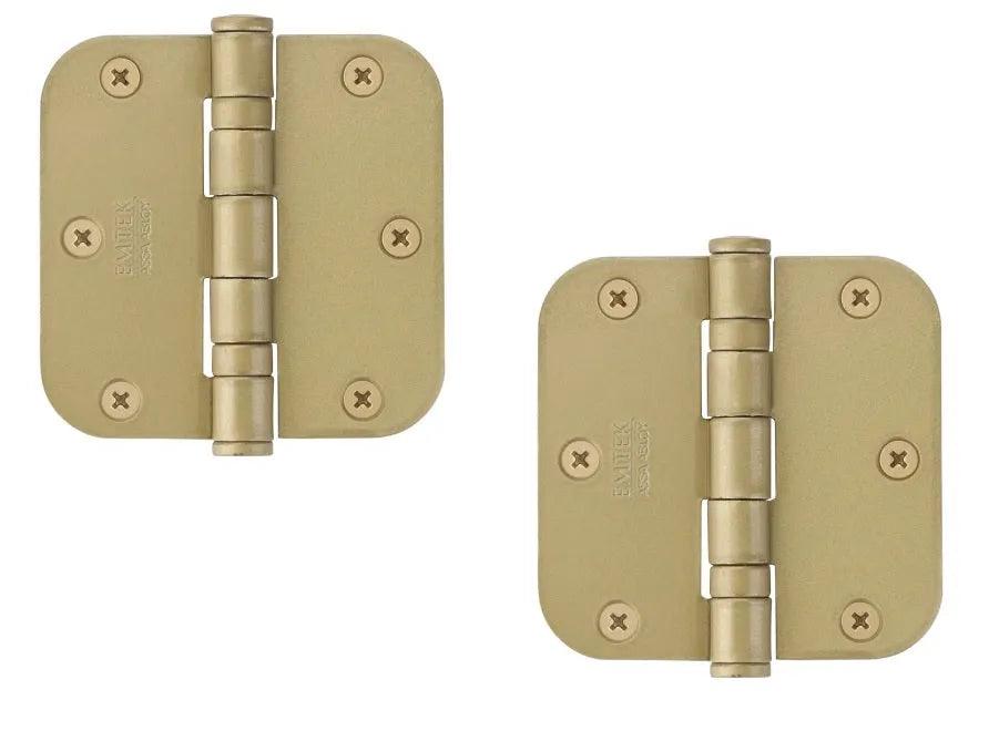 Emtek Heavy Duty Steel Ball Bearing Hinge, 3.5" x 3.5" with 5/8" Radius Corners Satin Brass