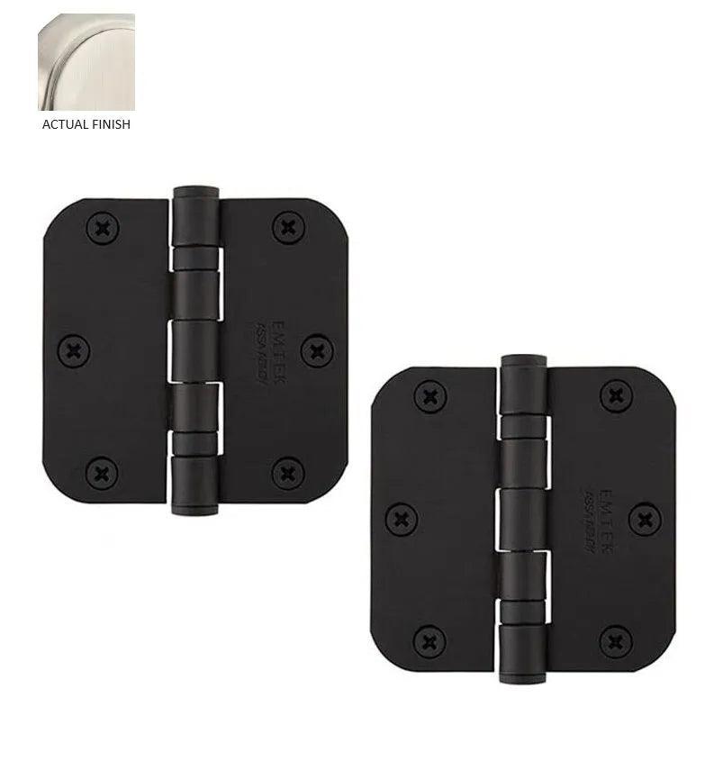 Emtek Heavy Duty Steel Ball Bearing Hinge, 3.5" x 3.5" with 5/8" Radius Corners Satin Nickel