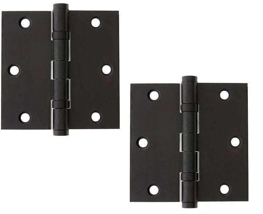 Emtek Heavy Duty Steel Ball Bearing Hinge, 3.5" x 3.5" with Square Corners Flat Black