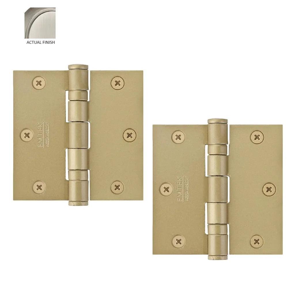 Emtek Heavy Duty Steel Ball Bearing Hinge, 3.5" x 3.5" with Square Corners Pewter