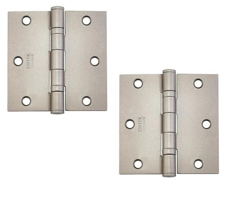 Emtek Heavy Duty Steel Ball Bearing Hinge, 3.5" x 3.5" with Square Corners Tumbled White Bronze