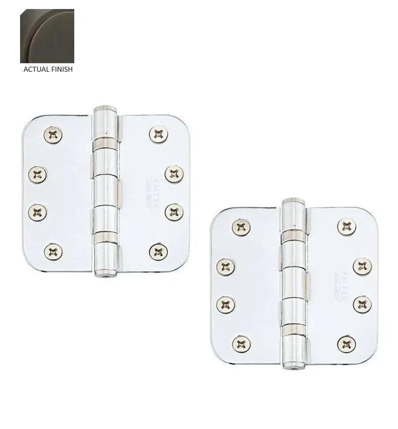 Emtek Heavy Duty Steel Ball Bearing Hinge, 4" x 4" with 5/8" Radius Corners Oil Rubbed Bronze