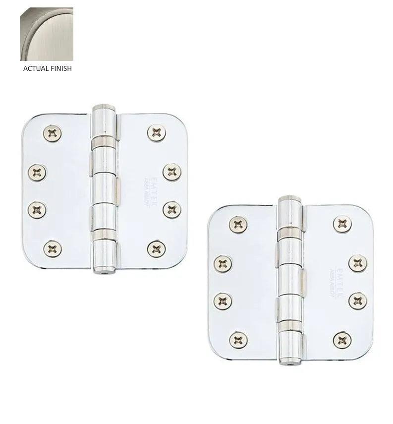 Emtek Heavy Duty Steel Ball Bearing Hinge, 4" x 4" with 5/8" Radius Corners Pewter