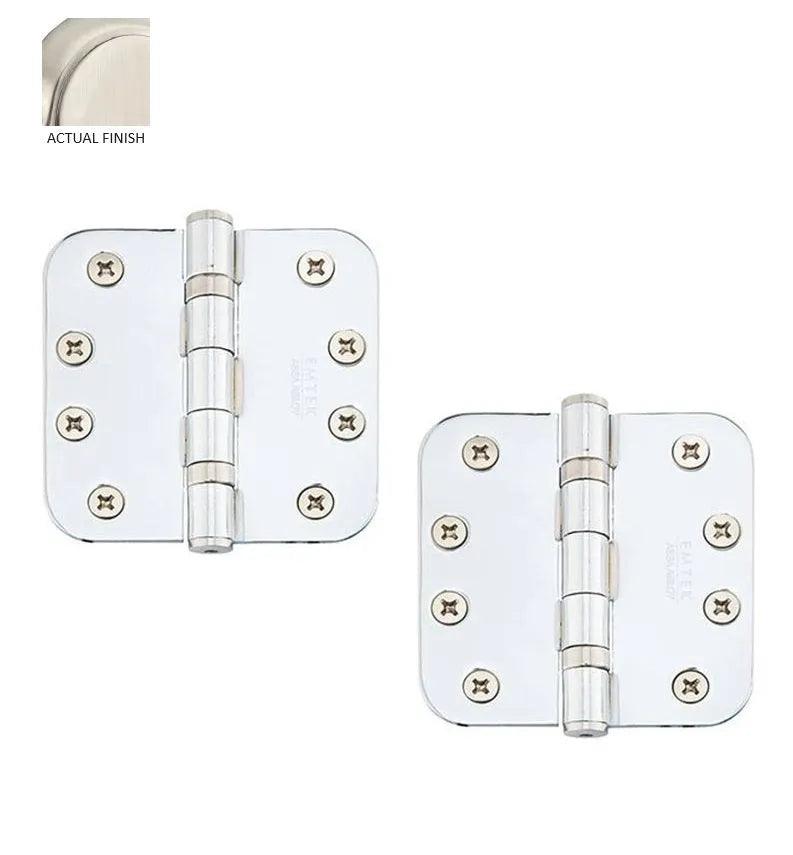 Emtek Heavy Duty Steel Ball Bearing Hinge, 4" x 4" with 5/8" Radius Corners Satin Nickel