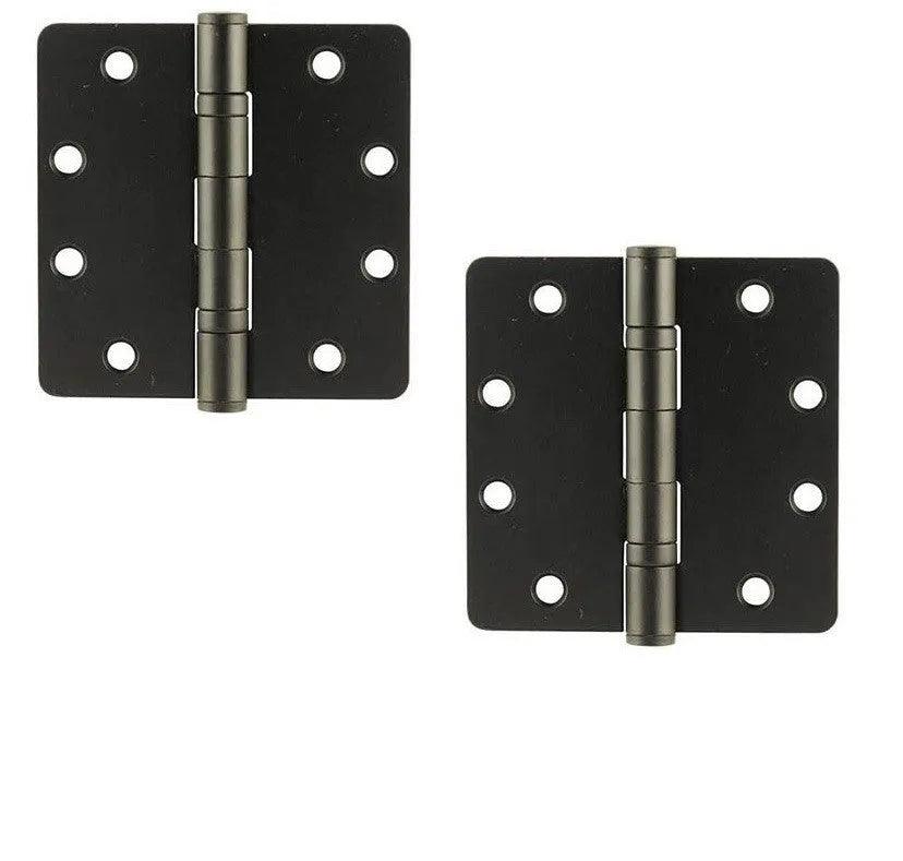 Emtek Heavy Duty Steel Ball Bearing Hinge, 4.5" x 4.5" with 1/4" Radius Corners Flat Black