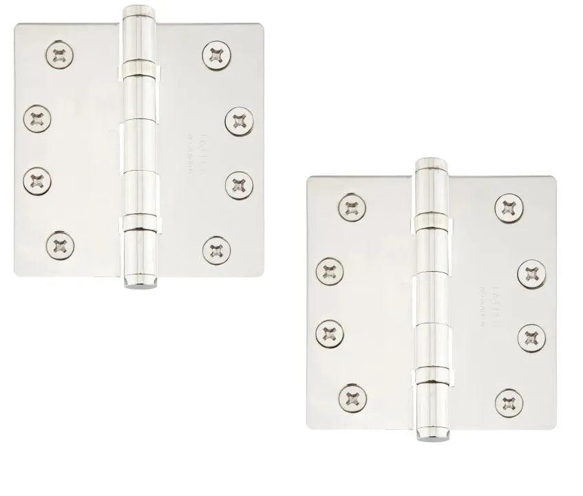 Emtek Heavy Duty Steel Ball Bearing Hinge, 4.5" x 4.5" with 1/4" Radius Corners Lifetime Polished Nickel