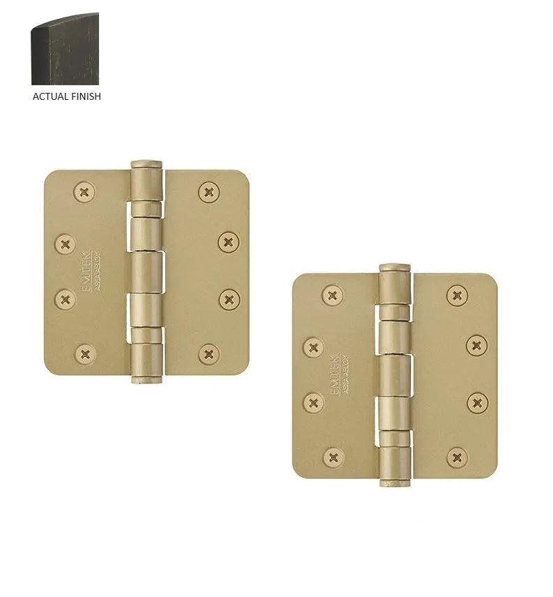 Emtek Heavy Duty Steel Ball Bearing Hinge, 4.5" x 4.5" with 1/4" Radius Corners Medium Bronze Patina