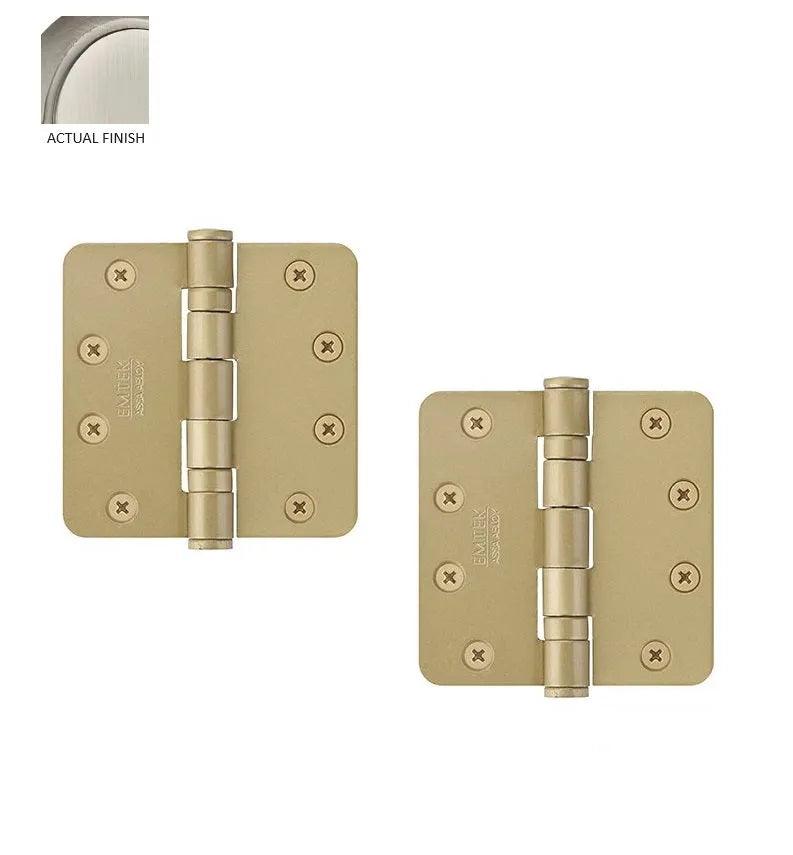 Emtek Heavy Duty Steel Ball Bearing Hinge, 4.5" x 4.5" with 1/4" Radius Corners Pewter