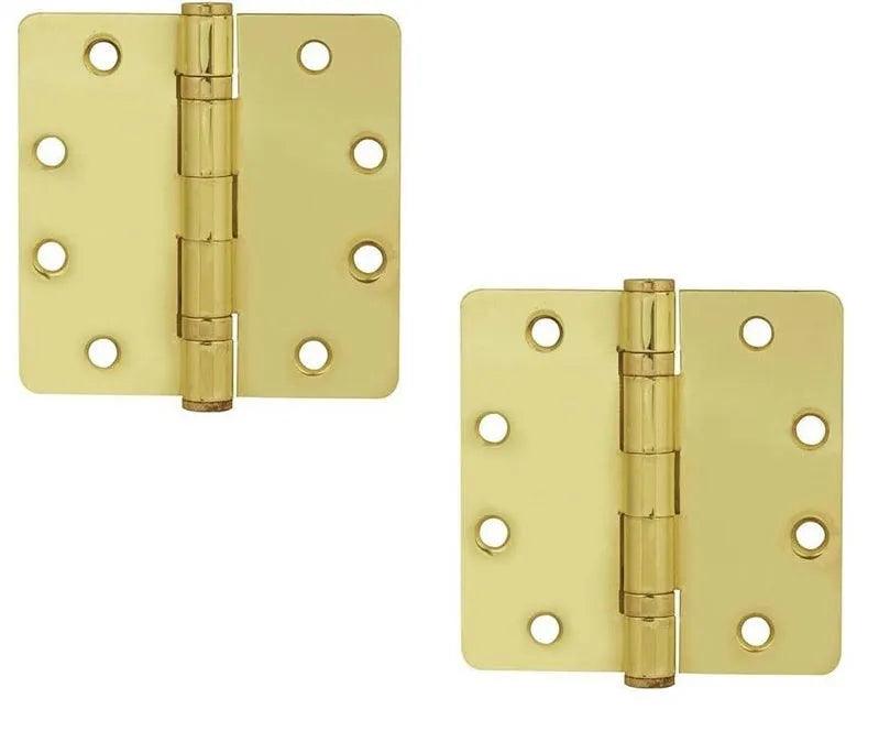 Emtek Heavy Duty Steel Ball Bearing Hinge, 4.5" x 4.5" with 1/4" Radius Corners Polished Brass