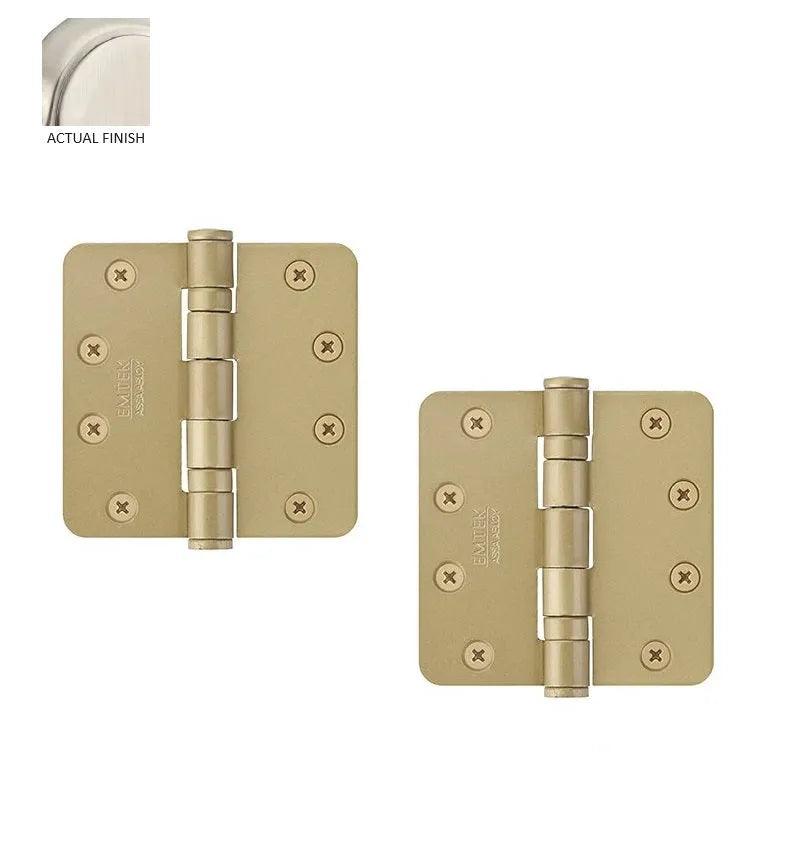 Emtek Heavy Duty Steel Ball Bearing Hinge, 4.5" x 4.5" with 1/4" Radius Corners Satin Nickel