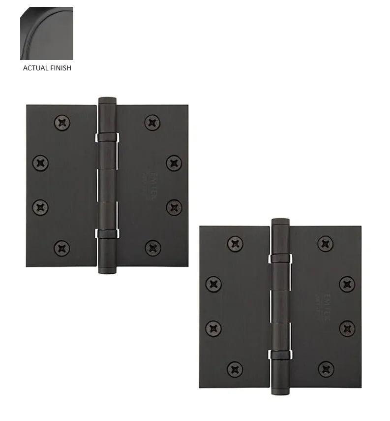 Emtek Heavy Duty Steel Ball Bearing Hinge, 4.5" x 4.5" with Square Corners Flat Black