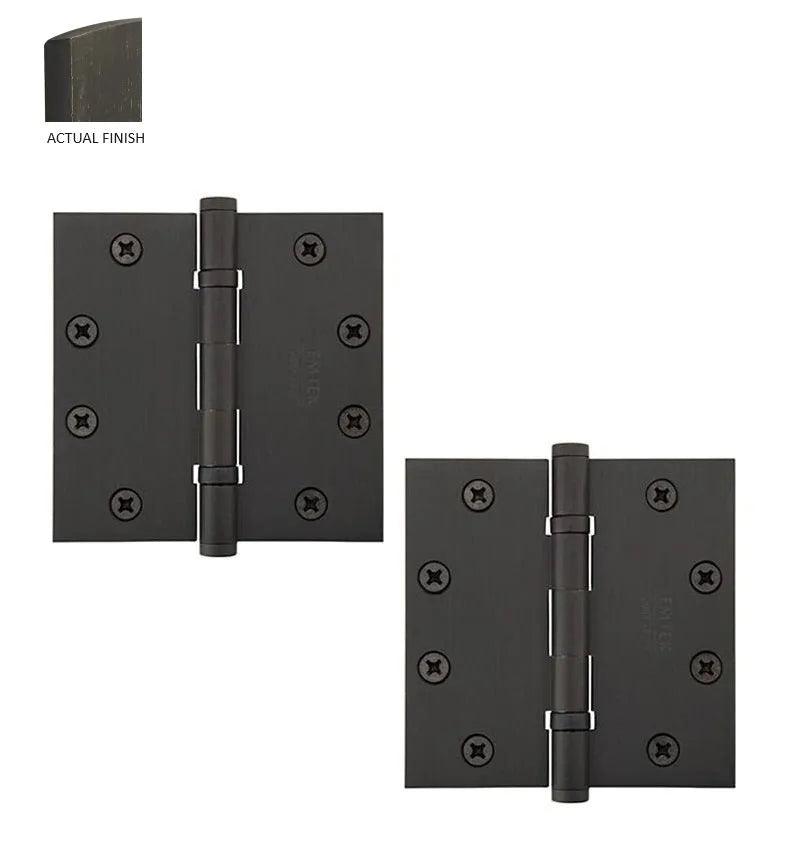 Emtek Heavy Duty Steel Ball Bearing Hinge, 4.5" x 4.5" with Square Corners Medium Bronze Patina