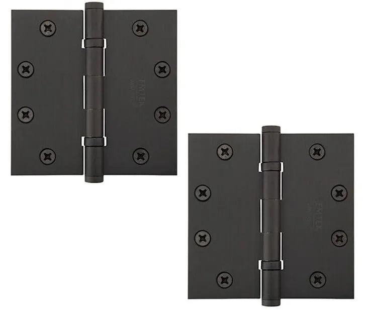 Emtek Heavy Duty Steel Ball Bearing Hinge, 4.5" x 4.5" with Square Corners Oil Rubbed Bronze