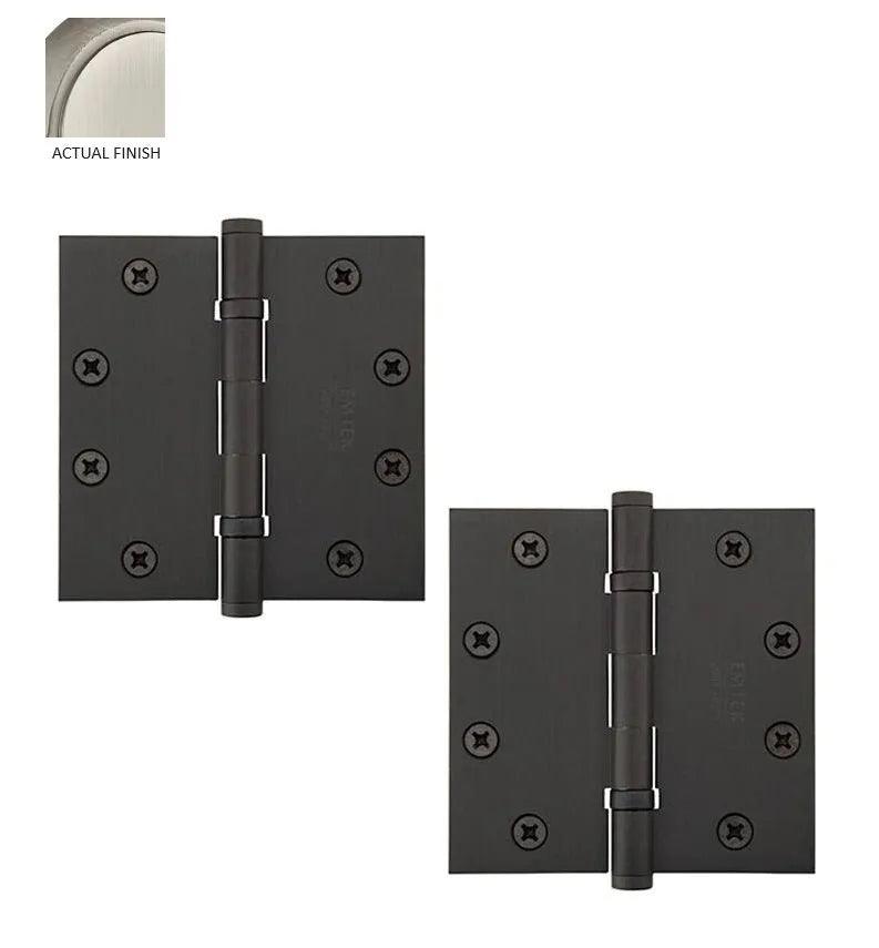 Emtek Heavy Duty Steel Ball Bearing Hinge, 4.5" x 4.5" with Square Corners Pewter