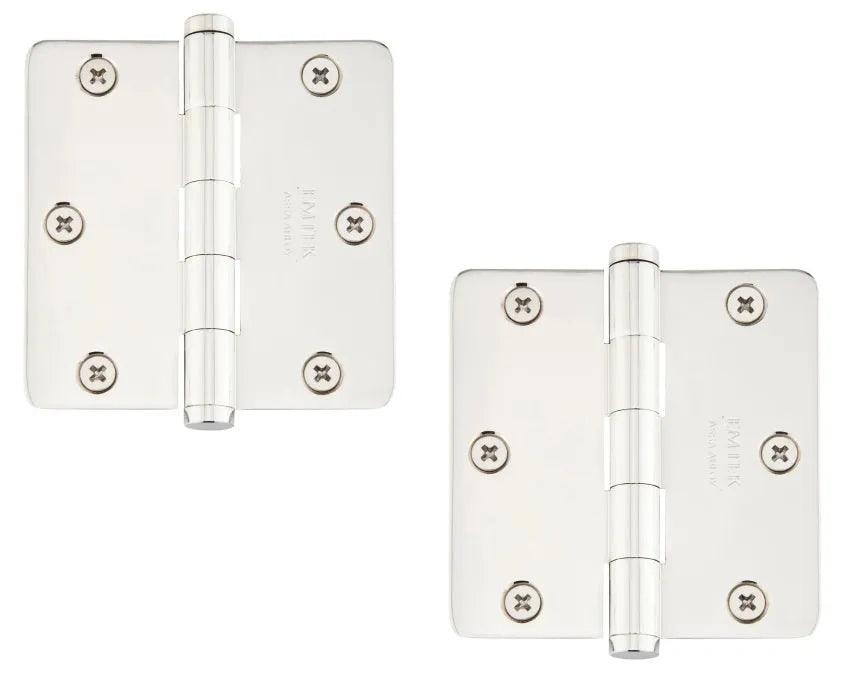 Emtek Heavy Duty Steel Plain Bearing Hinge, 3.5" x 3.5" with 1/4" Radius Corners in Lifetime Polished Nickel finish
