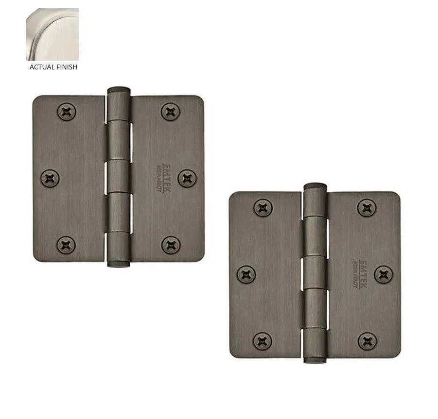 Emtek Heavy Duty Steel Plain Bearing Hinge, 3.5" x 3.5" with 1/4" Radius Corners in Satin Nickel finish