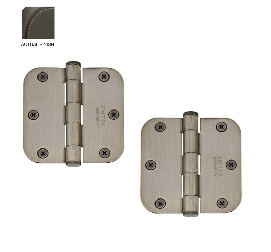Emtek Heavy Duty Steel Plain Bearing Hinge, 3.5" x 3.5" with 5/8" Radius Corners Oil Rubbed Bronze