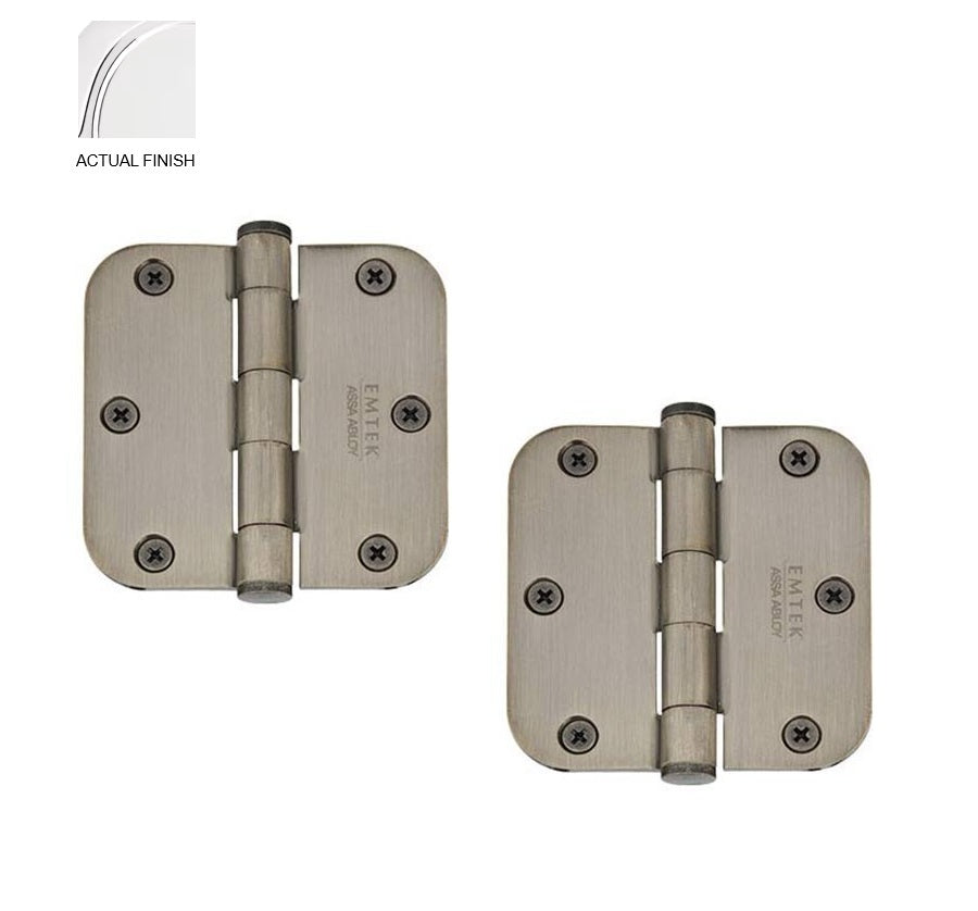Emtek Heavy Duty Steel Plain Bearing Hinge, 3.5" x 3.5" with 5/8" Radius Corners Polished Chrome