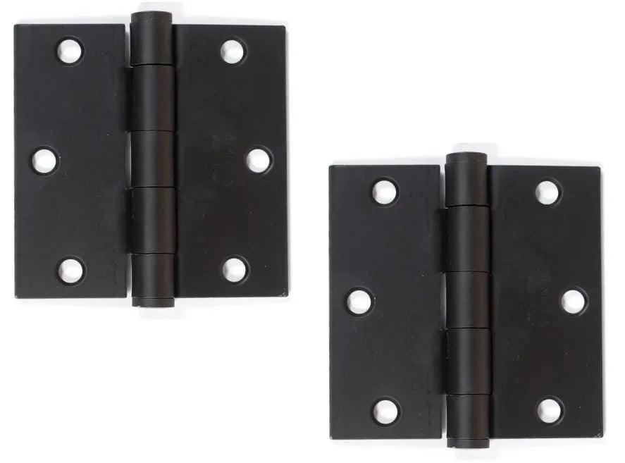 Emtek Heavy Duty Steel Plain Bearing Hinge, 3.5" x 3.5" with Square Corners Flat Black